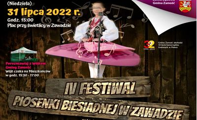 Zaproszenie na IV Festiwal Piosenki Biesiadnej – Zawada 2022
